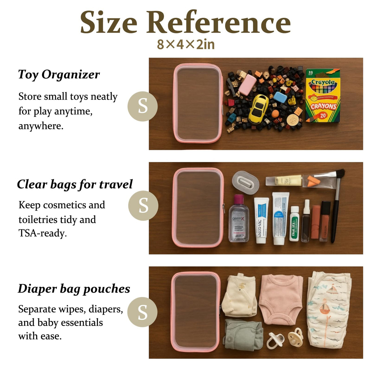 WELPIRT medium pouch beside a hand for scale — shows compact travel-friendly dimensions