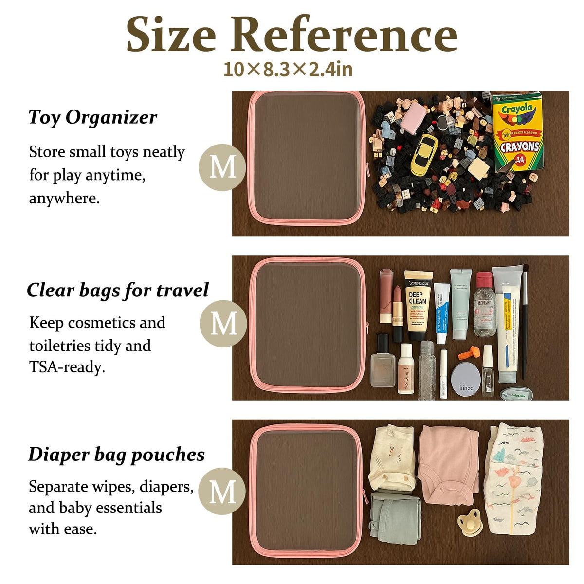 WELPIRT three small pouches holding charging cables and lipsticks — tidy organization for small essentials