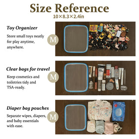 WELPIRT stacked pouches inside suitcase demonstrating compact, space-saving travel organization