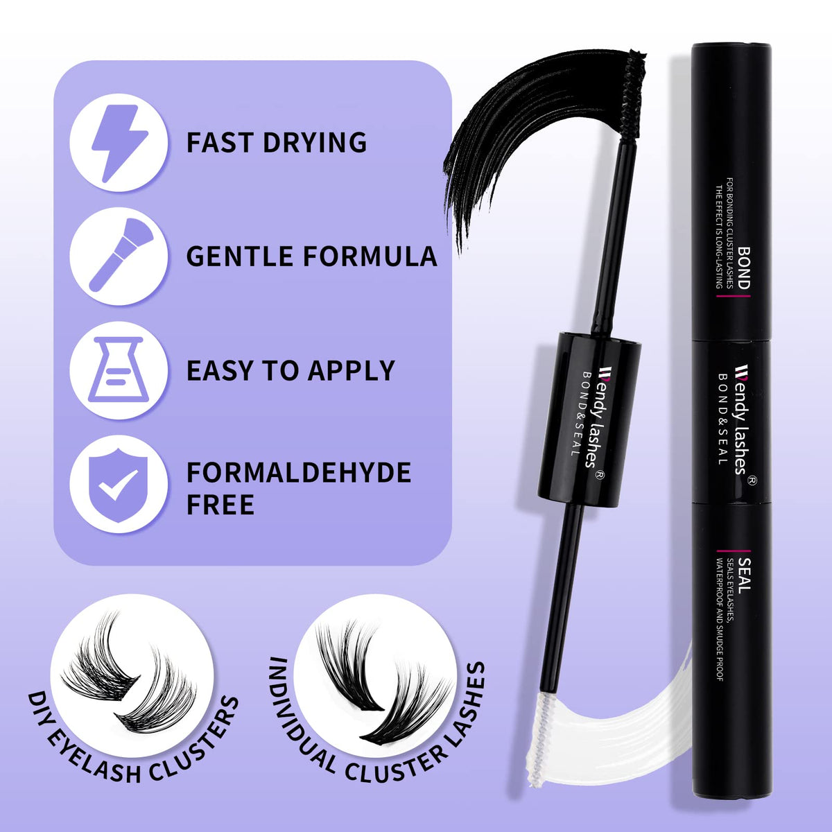 WENDY LASHES application in use placing cluster lashes at home