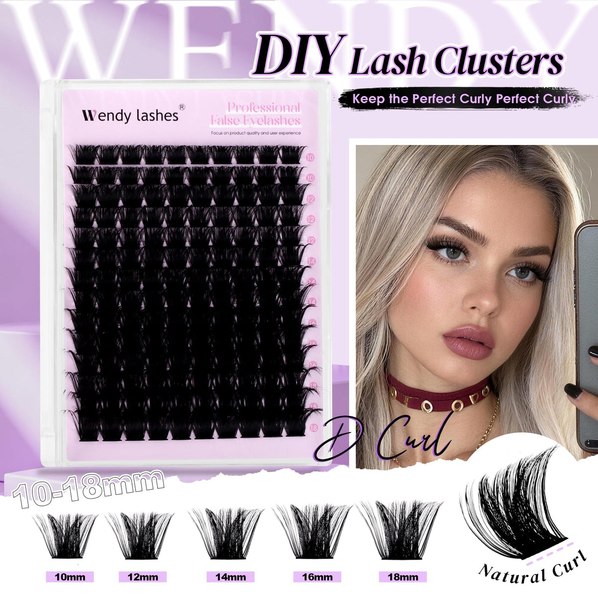 WENDY LASHES close-up of fluffy clusters highlighting natural texture and blend