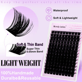 WENDY LASHES length swatch 10-18mm illustrating size options for customized styling