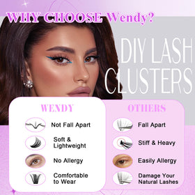 WENDY LASHES length comparison 10-18mm ruler to customize look benefit
