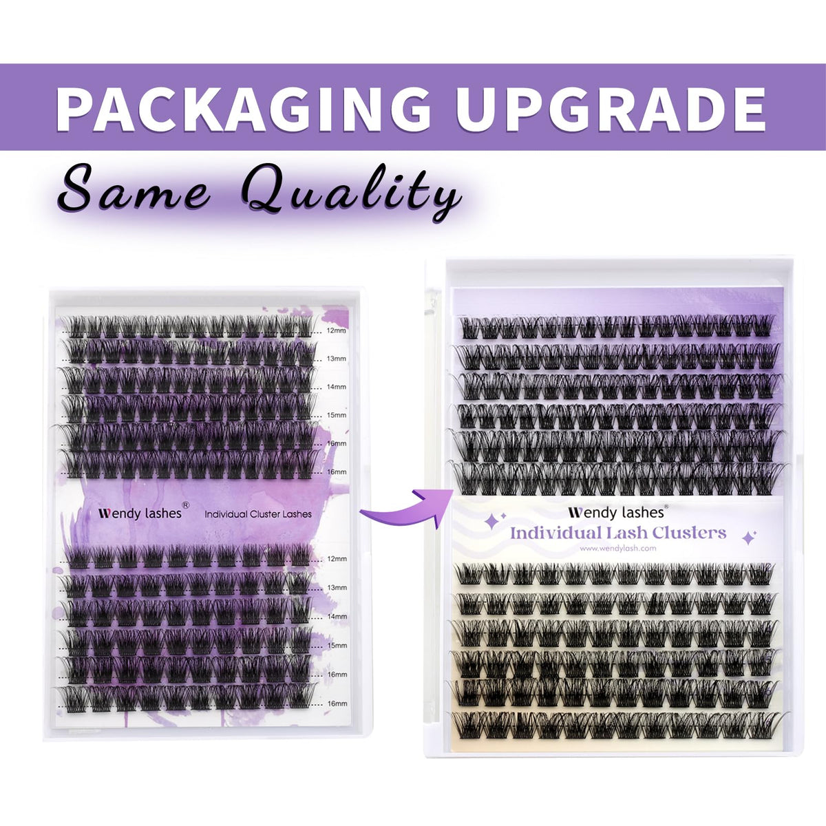 WENDY LASHES mixed-length tray with varied clusters for customizable volume and style