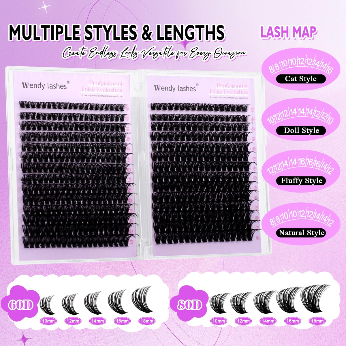 WENDY LASHES open tray with 518PCS clusters for easy selection benefit