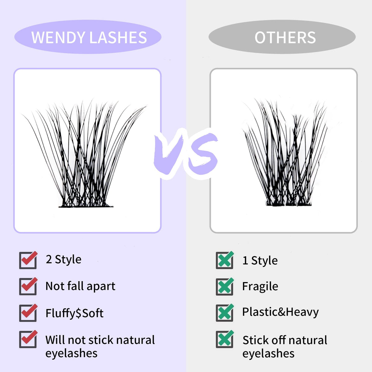 WENDY LASHES size comparison with ruler showing 12–16mm mixed lengths for shaping