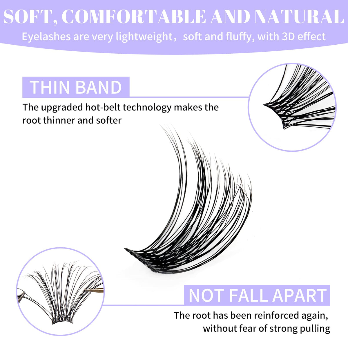 WENDY LASHES matte fiber texture demonstrating natural look and lightweight comfort