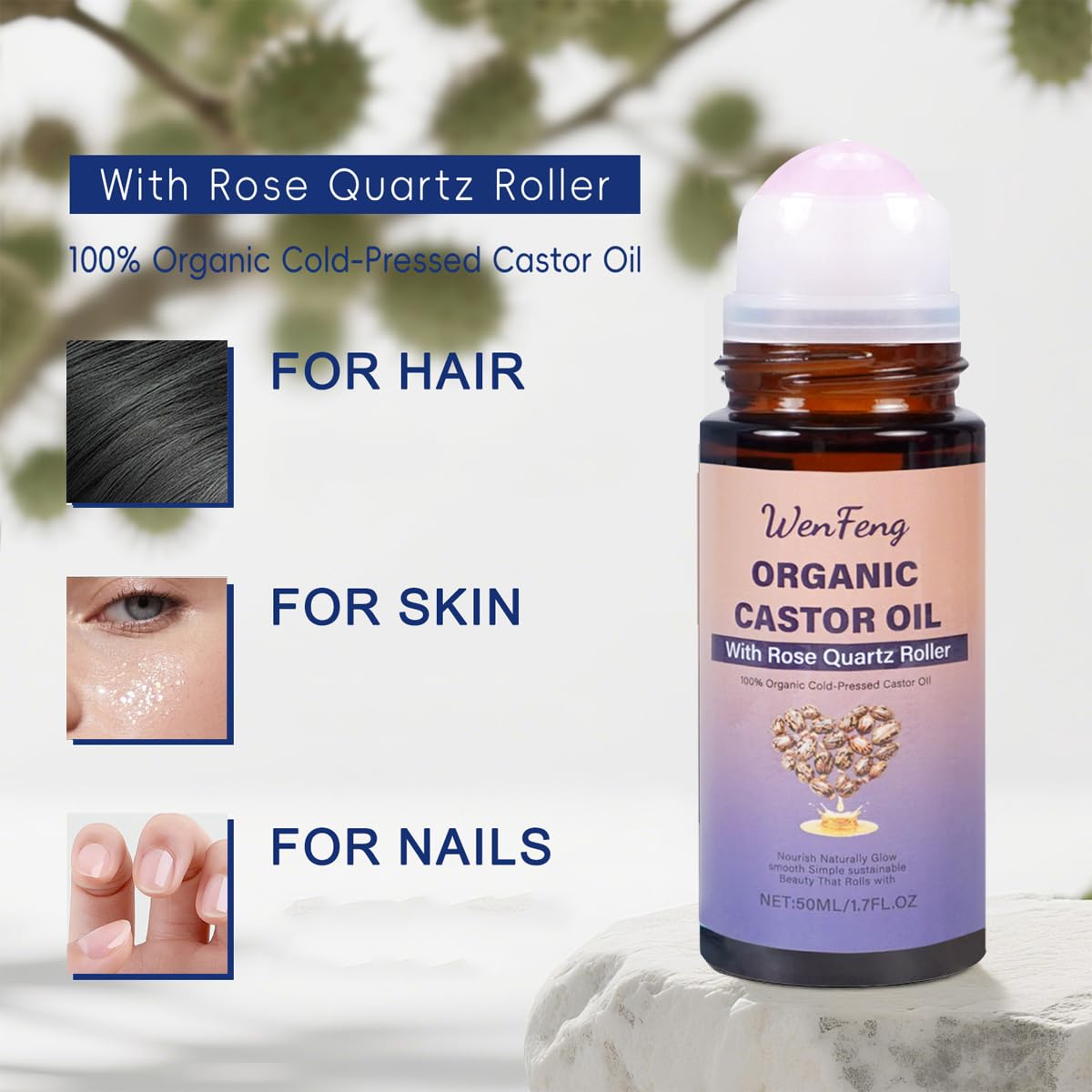 WenFeng castor oil drop texture highlighting rich moisturizing quality