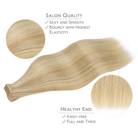 WENNALIFE application in salon illustrating easy tape attachment and natural blend benefit