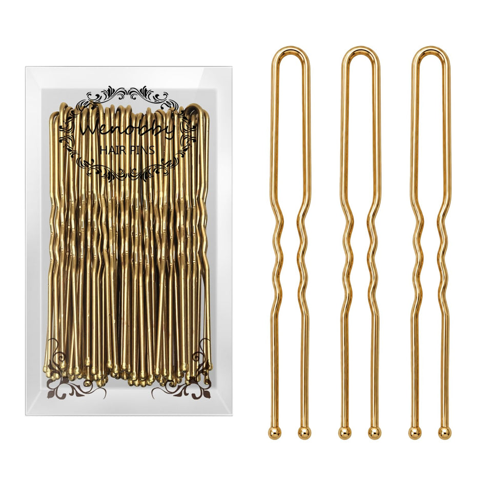 Wenobby gold U pins front packaging showing 100-piece set and convenience