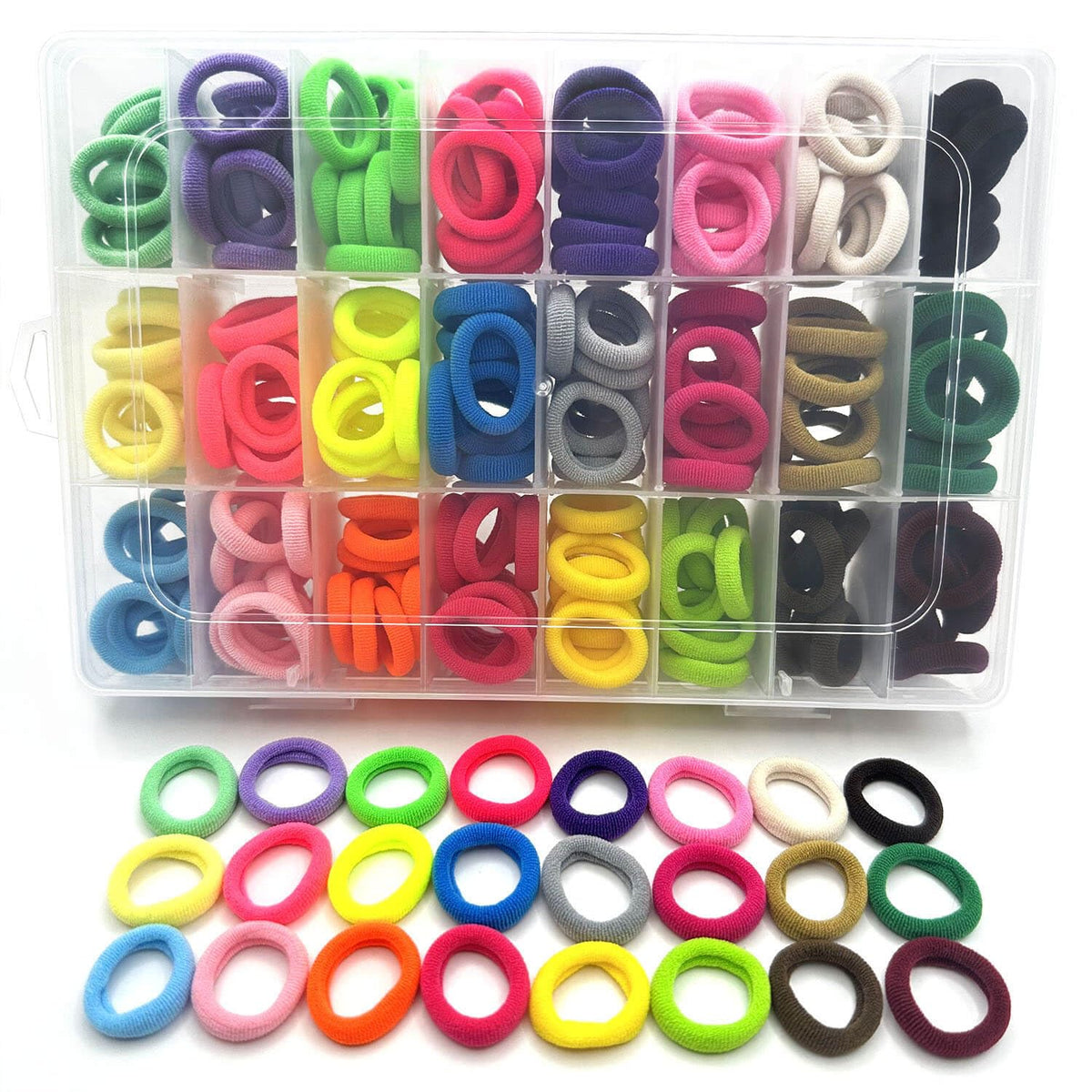 Wenreykeji front packaging showing 288 mini hair ties and color variety benefit