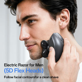 WEQOEE shaver held in hand to show compact size and easy travel portability benefit