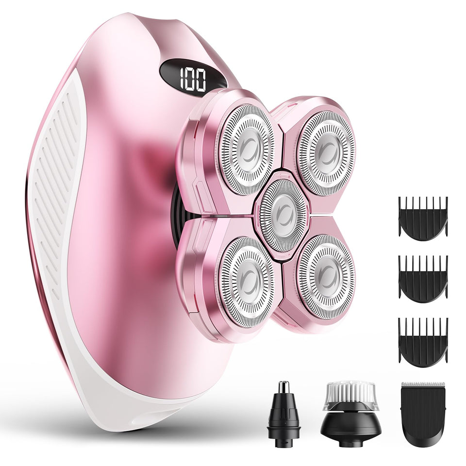 WEQOEE front packaging showing pink electric razor and accessories for easy gifting