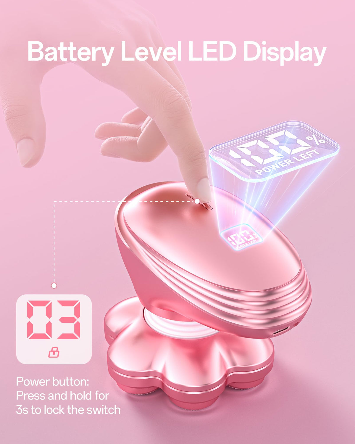 WEQOEE LED display and controls showing battery level and wash reminders