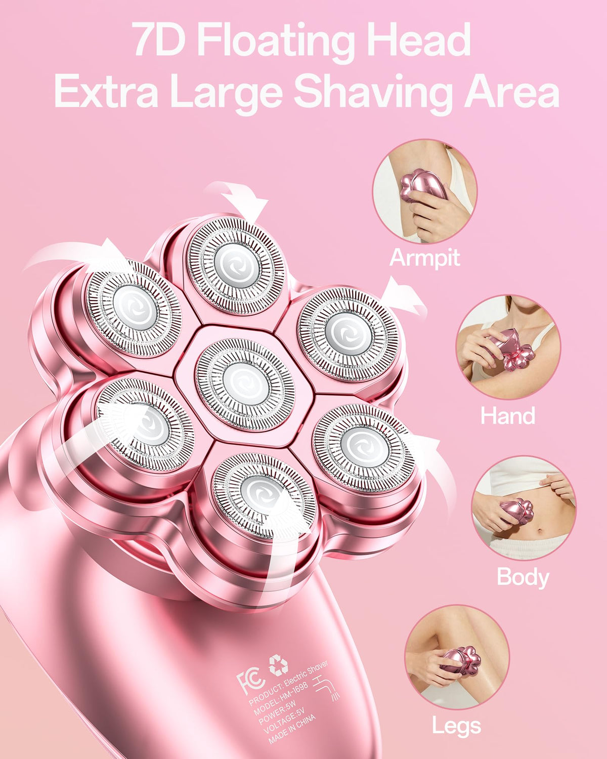 WEQOEE main shaver head closeup demonstrating 7D magnetic floating action