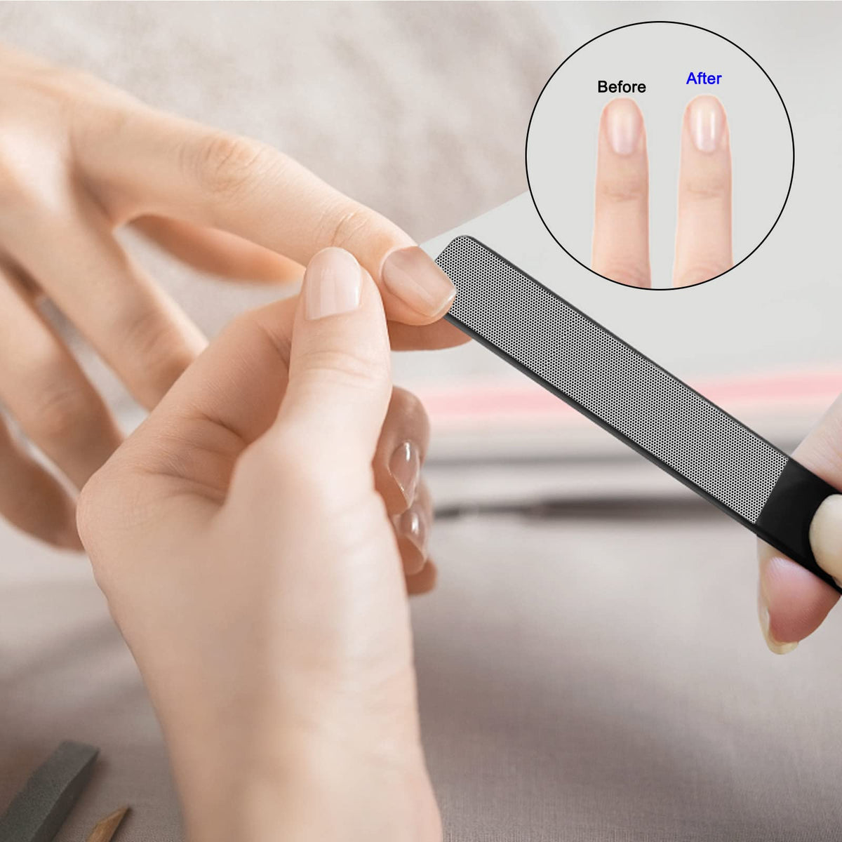 Werlla cutting action demo on toenail model showing controlled, clean trim