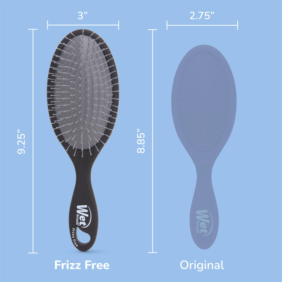 Wet Brush smoothing result comparison showing shinier, frizz-controlled hair