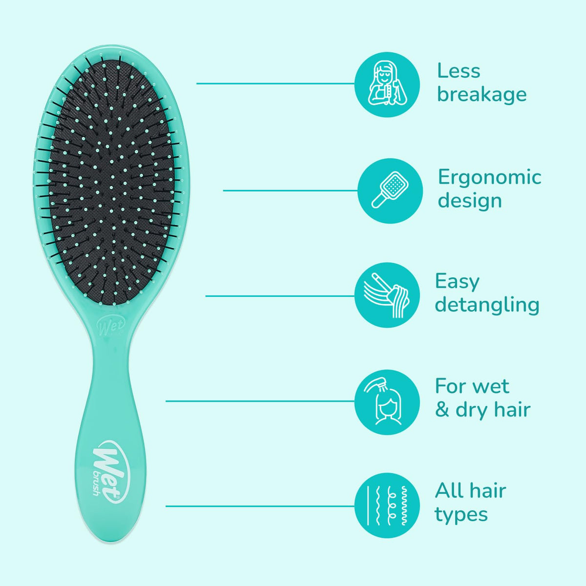 Wet Brush cushion detail showing padded base to reduce pulling