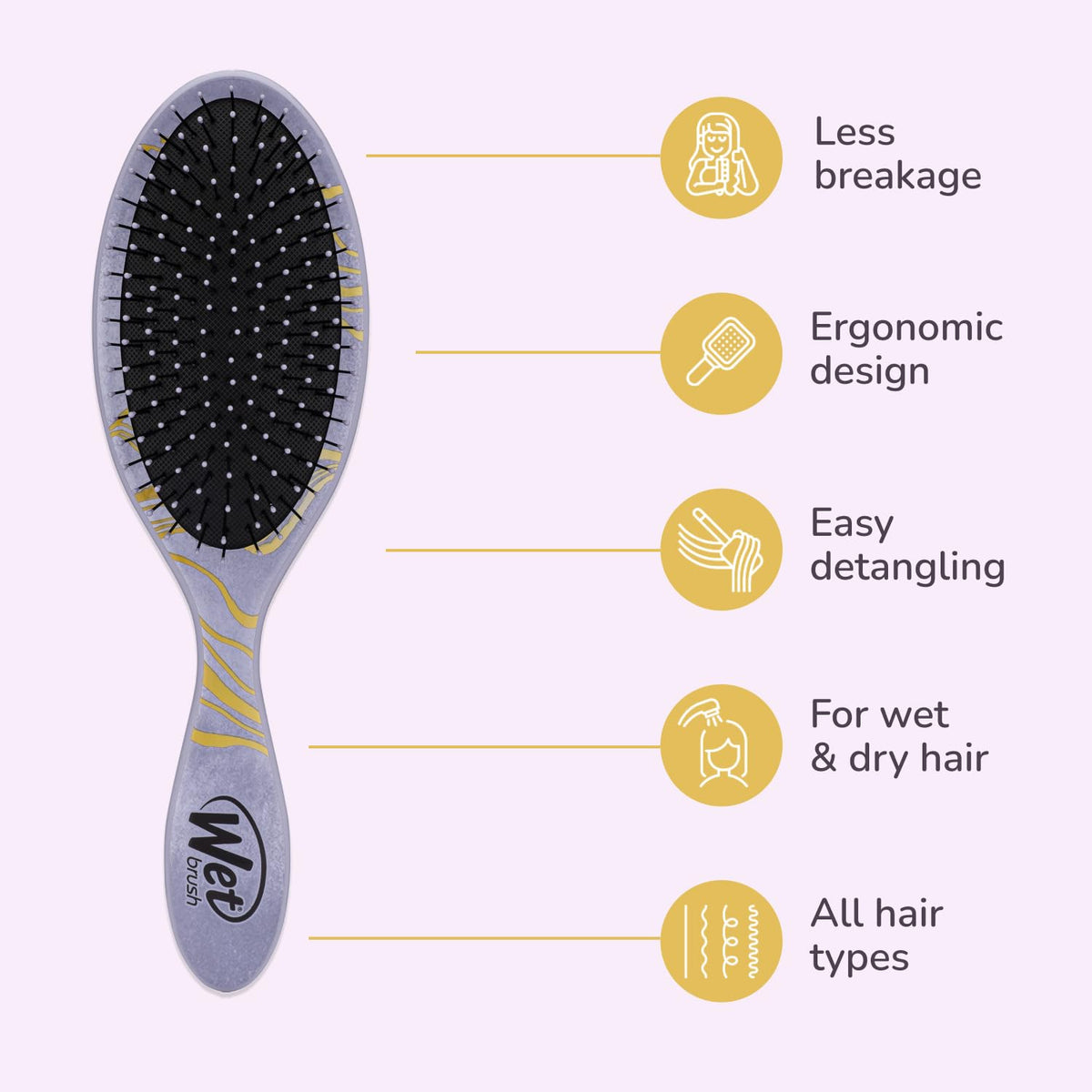 Wet Brush Ariel bristle detail highlighting IntelliFlex bristles that reduce breakage