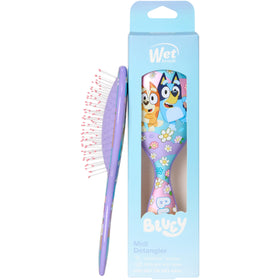Wet Brush Bluey & Bingo front packaging showing purple brush promoting gentle detangling