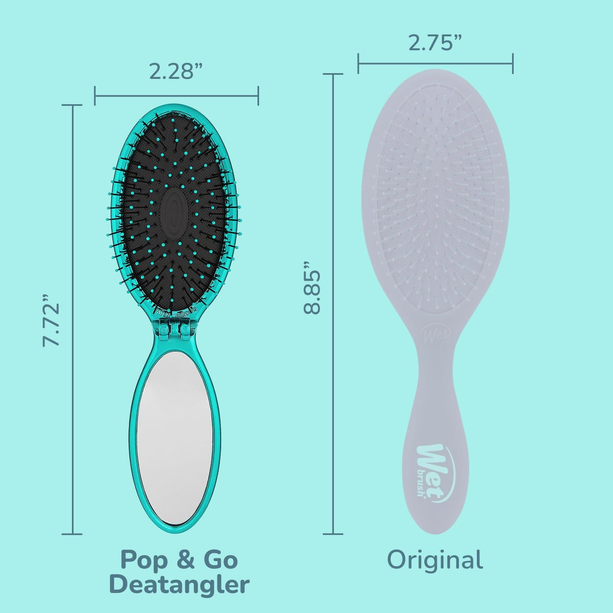Wet Brush built-in mirror handle visible for quick touch-up convenience benefit