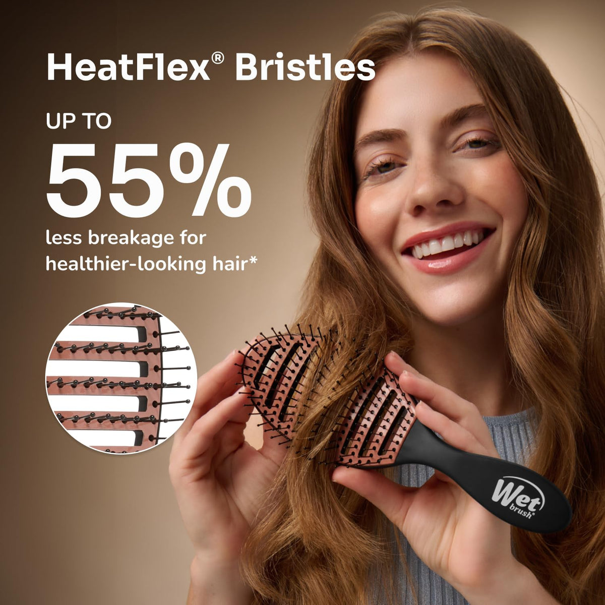Wet Brush ergonomic handle in hand giving control and reduced wrist fatigue