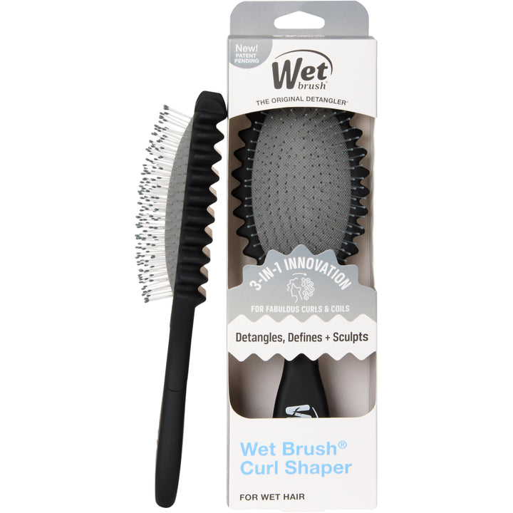 Wet Brush Curl Shaper front view showing brush shape and compact design for easy styling