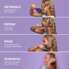 Wet Brush Curl Shaper with conditioner application to define and hydrate curls