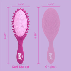 Wet Brush next to conditioner and curl cream illustrating product pairing benefits