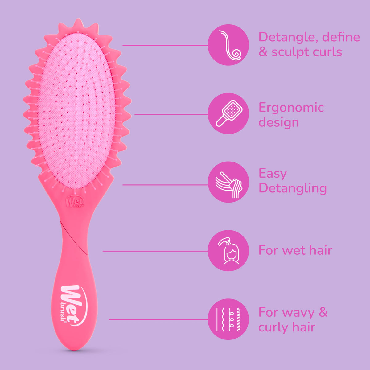 Wet Brush styling damp spiral curls to define clumps and reduce frizz