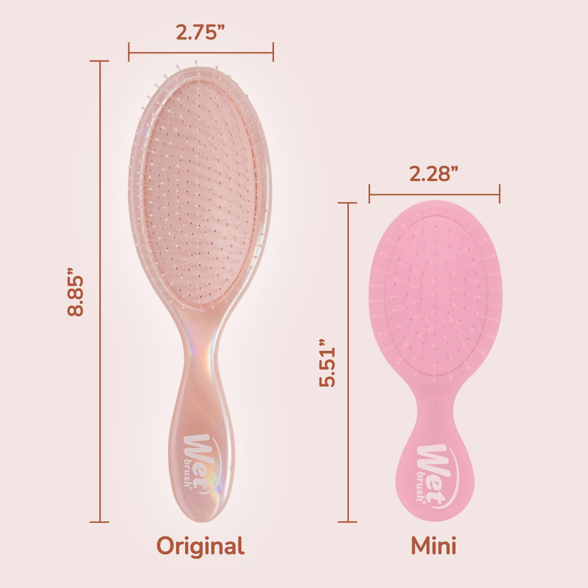 Wet Brush size comparison next to a ruler showing compact scale for travel convenience