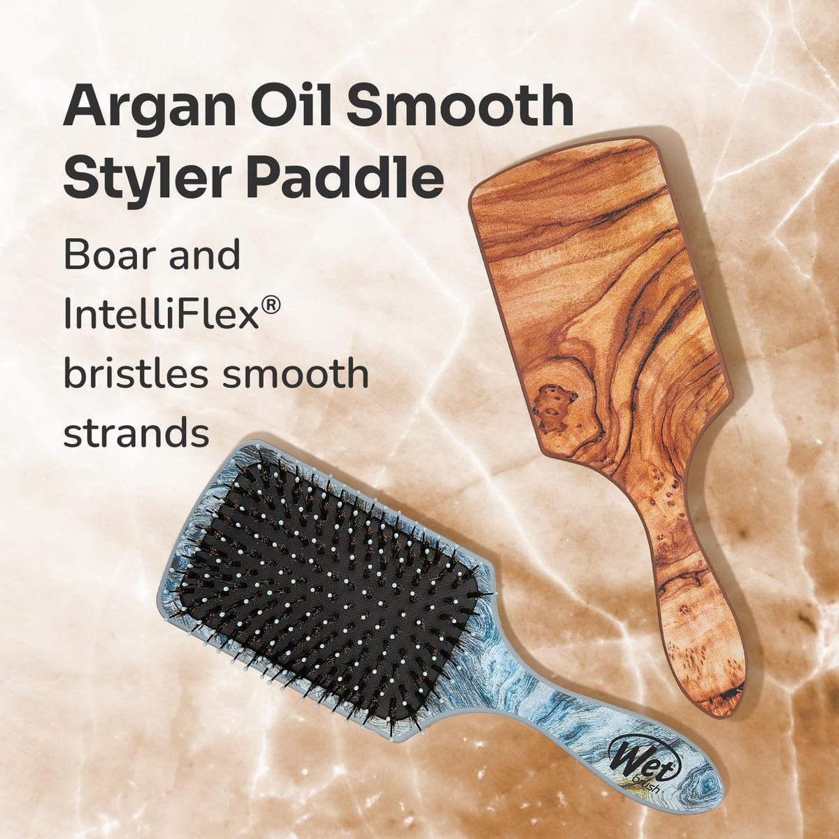 Wet Brush distressed wood handle pattern highlighting stylish, durable finish