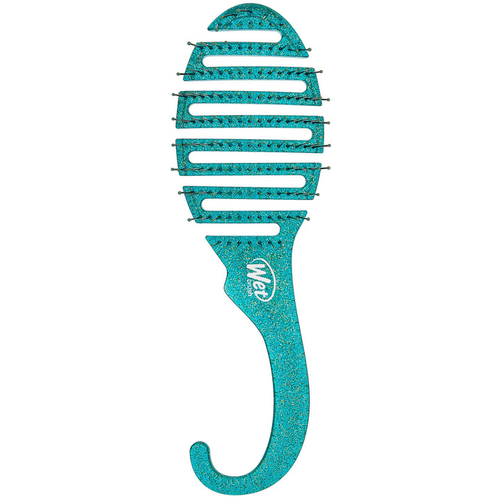 Wet Brush front angled view shows green glitter finish and comfortable grip