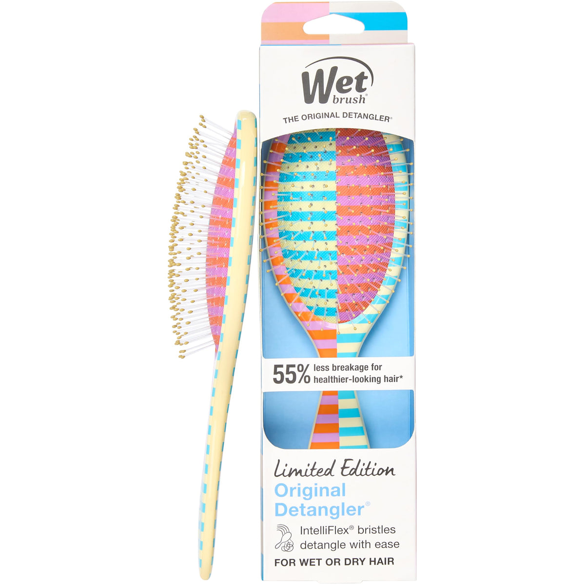 Wet Brush front view showing Retro Sport cream stripe and ergonomic shape for stylish grip
