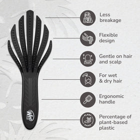 Wet Brush Go Green rear label highlighting plant-based 56% plastic composition
