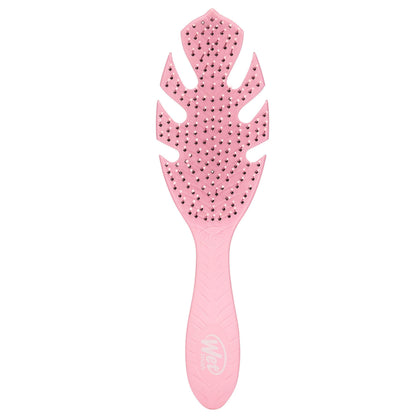 Wet Brush Go Green front view showing pink brush and ergonomic shape for comfortable grip