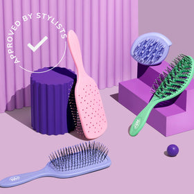 Wet Brush Go Green handle label showing 58% plant-based plastic for a greener choice