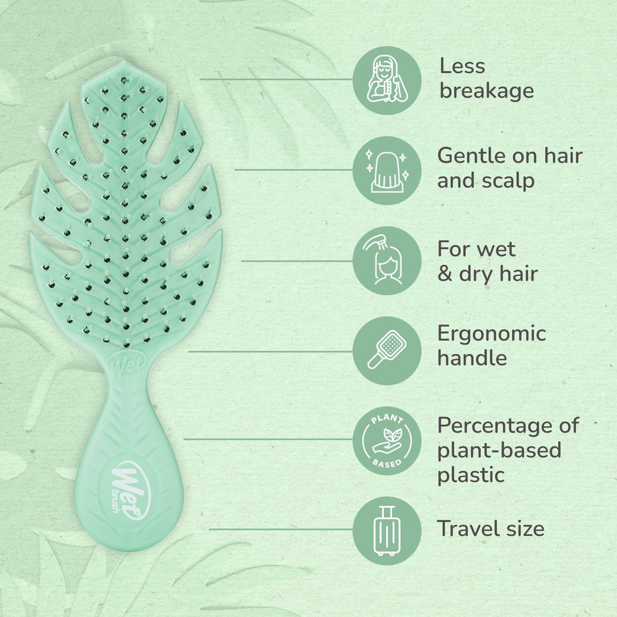 Wet Brush Go Green bristle closeup showing IntelliFlex bristles for gentle detangling