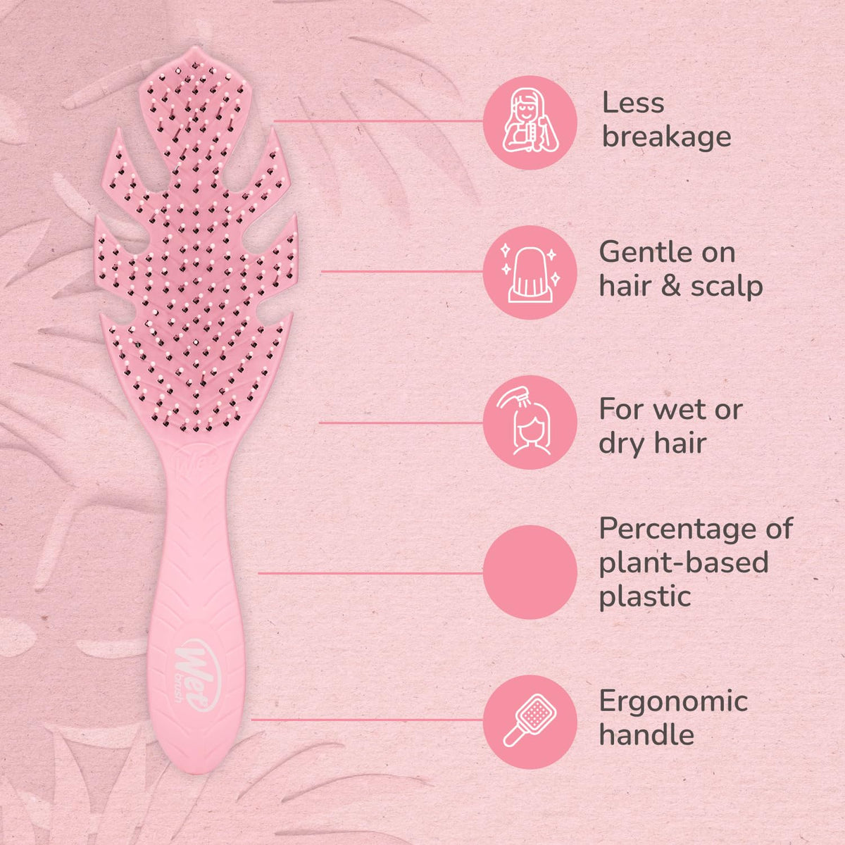 Wet Brush Go Green side profile highlighting curved body and bristle pattern for effective detangling