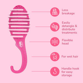 Wet Brush hooked handle detail for easy shower storage and drying