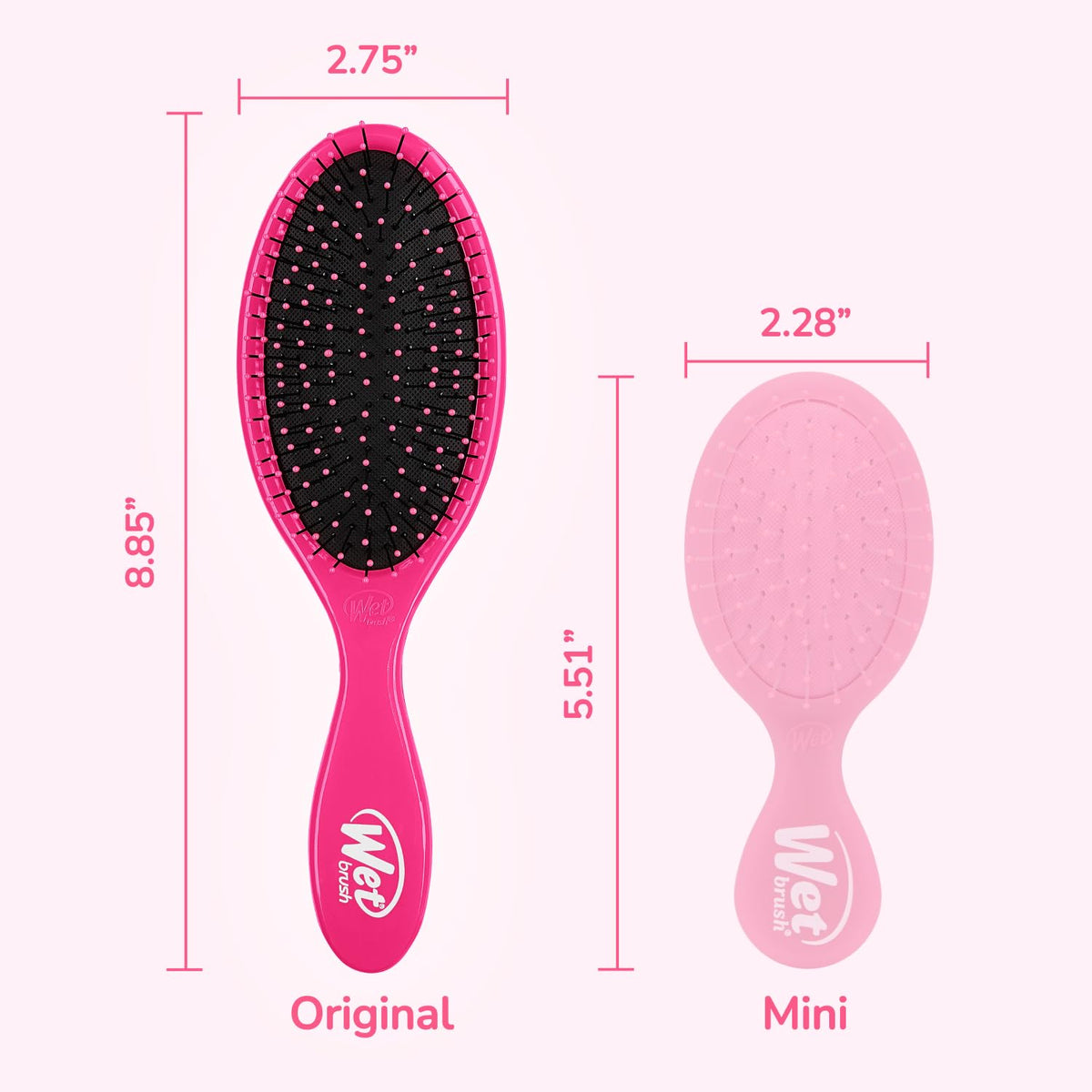 Wet Brush held in hand brushing hair to show effortless detangling and reduced tugging