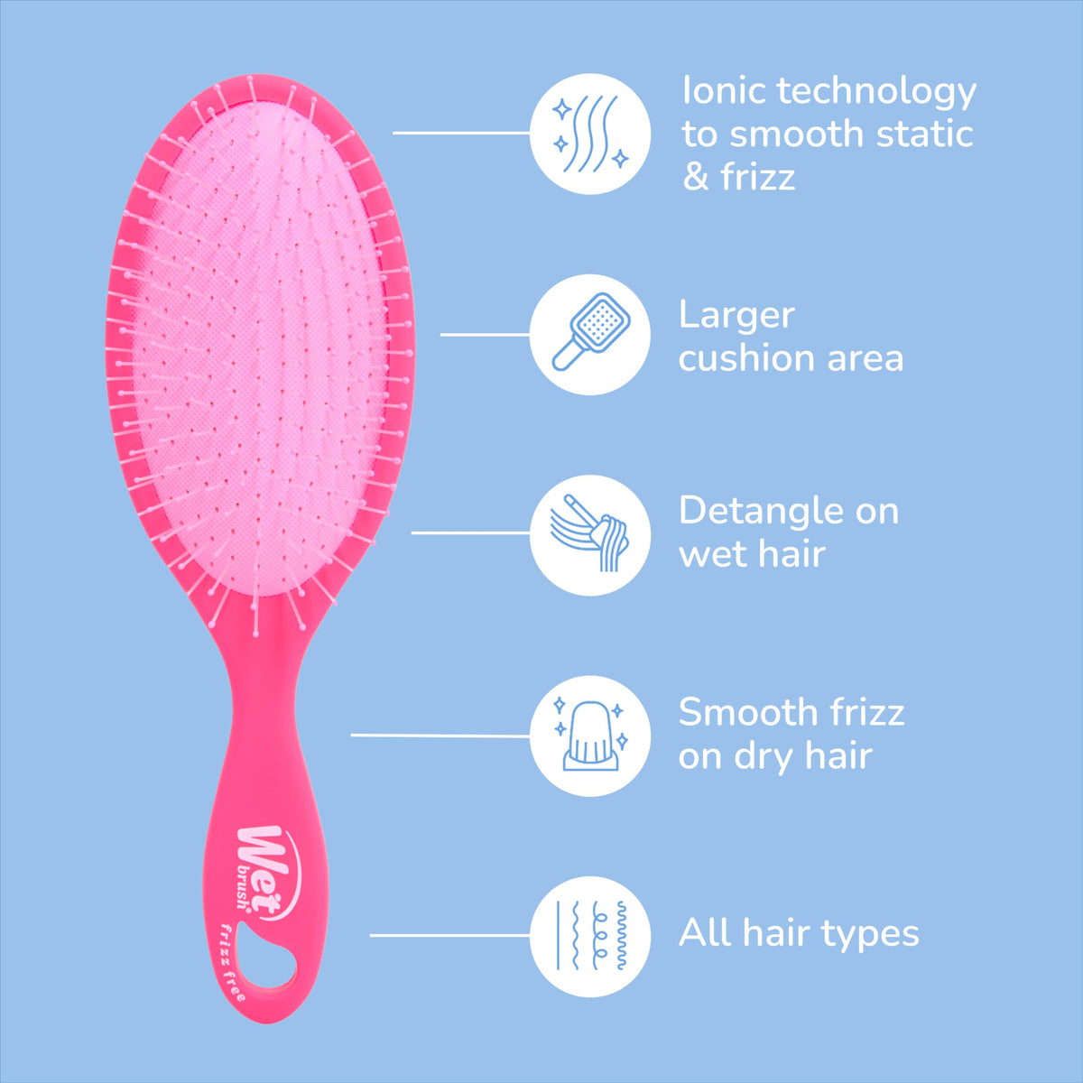 Hand holding Wet Brush to show size and portable travel benefit