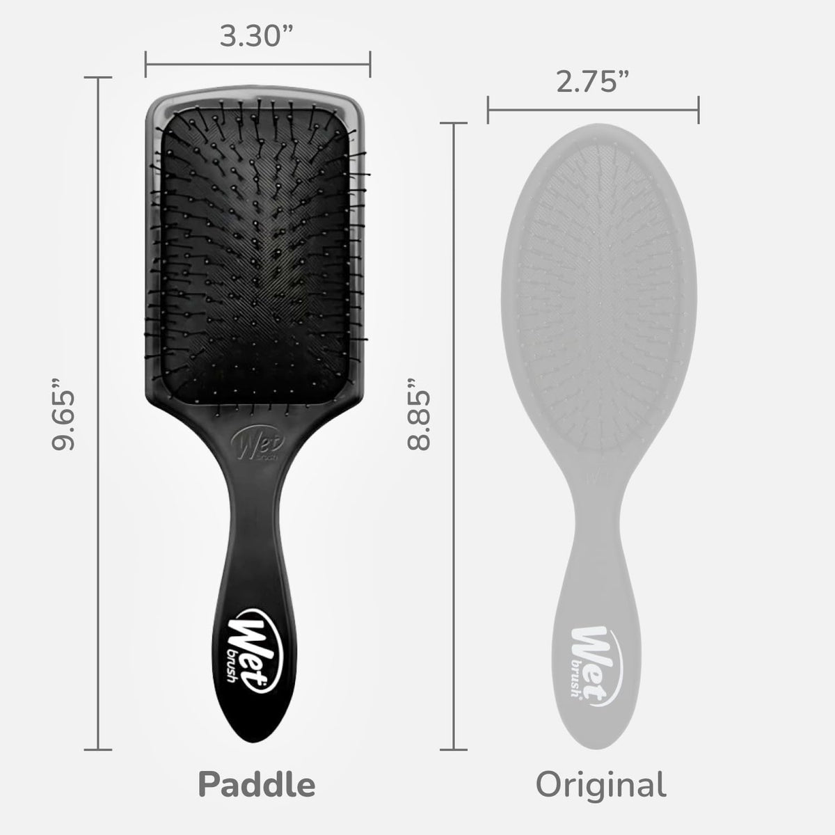 Wet Brush held in hand for scale, comfortable grip speeds routines