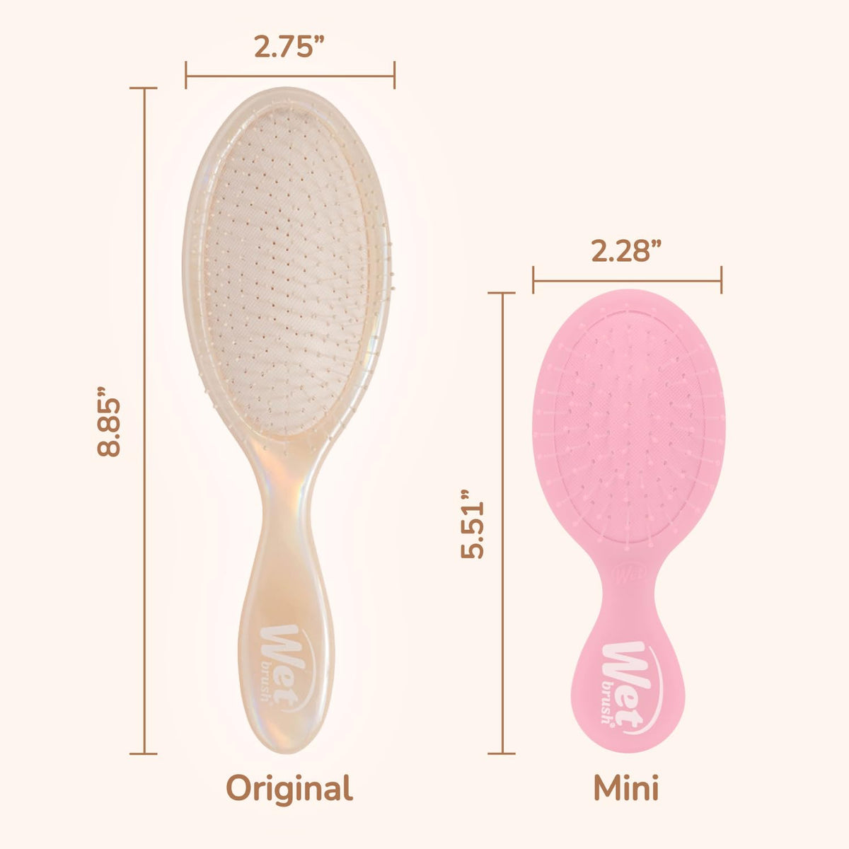 Wet Brush held in hand to show size and control for gentle brushing