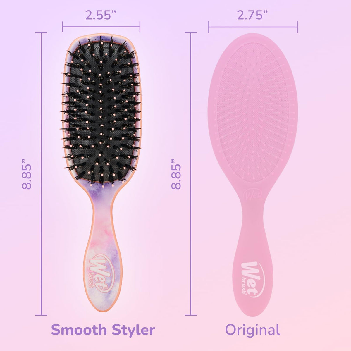 Wet Brush emphasizing argan oil infusion for added conditioning and shine