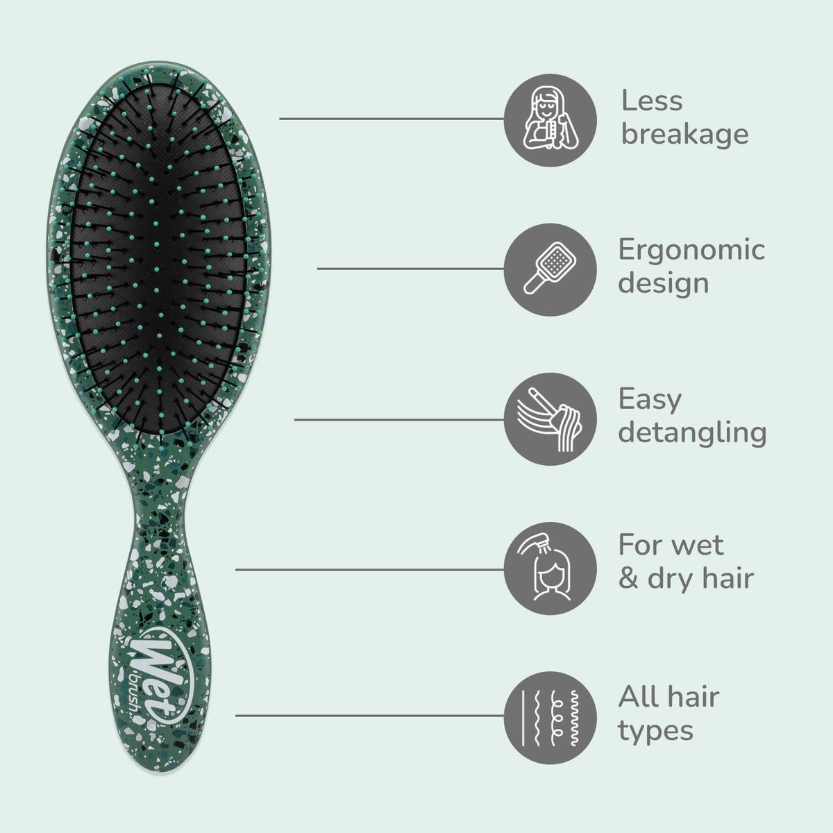 Wet Brush IntelliFlex bristles close-up displaying flexible tips that reduce breakage and pain