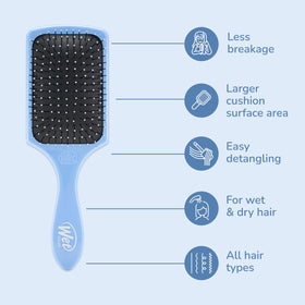 Close-up of Wet Brush IntelliFlex bristles flexing through a knot to reduce breakage