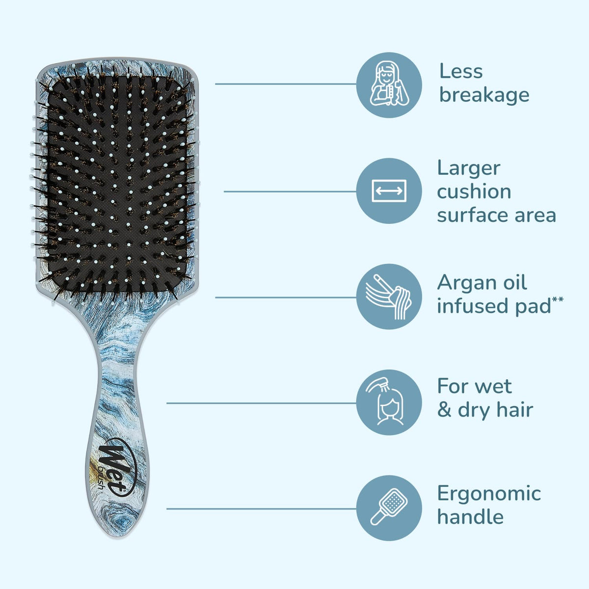 Wet Brush IntelliFlex bristles detail gliding through tangles with less breakage