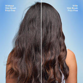 Wet Brush label close-up highlighting ionic technology for frizz control