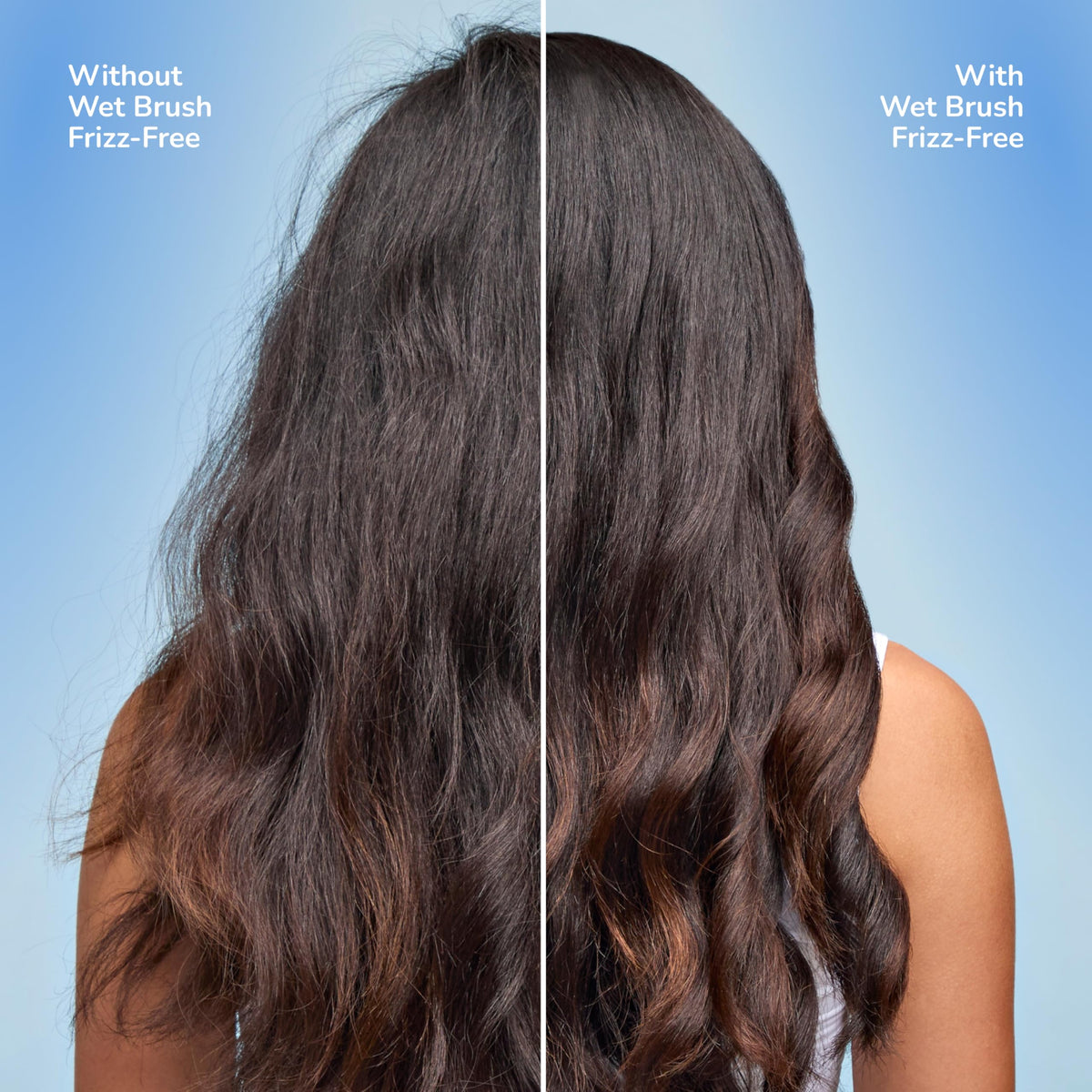 Wet Brush ionic technology label detail illustrating frizz reduction benefit